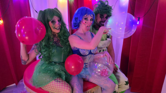 Lily Kink Meets the Balloon Loving Green Cock Crazed Clowns