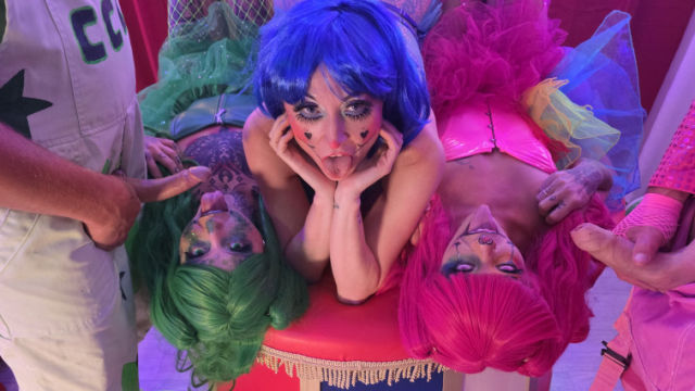 Lily Kink Meets the Pink and Green Cock Crazed Clowns for an Orgy